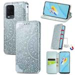 For OPPO A54 4G Blooming Mandala Embossed Pattern Magnetic Horizontal Flip Leather Case with Holder & Card Slots & Wallet(Grey)