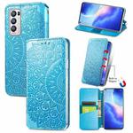 For OPPO Reno5 Pro+ 5G / X3 Neo Blooming Mandala Embossed Pattern Magnetic Horizontal Flip Leather Case with Holder & Card Slots & Wallet(Blue)