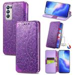 For OPPO Reno5 Pro+ 5G / X3 Neo Blooming Mandala Embossed Pattern Magnetic Horizontal Flip Leather Case with Holder & Card Slots & Wallet(Purple)