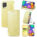 For Samsung Galaxy F62 Blooming Mandala Embossed Pattern Magnetic Horizontal Flip Leather Case with Holder & Card Slots & Wallet(Yellow)
