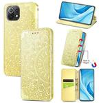 For Xiaomi Mi 11 Lite Blooming Mandala Embossed Pattern Magnetic Horizontal Flip Leather Case with Holder & Card Slots & Wallet(Yellow)