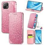 For Xiaomi Mi 11 Lite Blooming Mandala Embossed Pattern Magnetic Horizontal Flip Leather Case with Holder & Card Slots & Wallet(Pink)