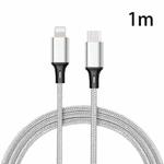PD 18W USB-C / Type-C to 8 Pin Nylon Braided Data Cable is Suitable for iPhone Series / iPad Series, Length: 1 m(Silver)