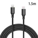 PD 18W USB-C / Type-C to 8 Pin Nylon Braided Data Cable is Suitable for iPhone Series / iPad Series, Length: 1.5 m(Black)