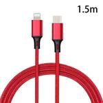 PD 18W USB-C / Type-C to 8 Pin Nylon Braided Data Cable is Suitable for iPhone Series / iPad Series, Length: 1.5 m(Red)