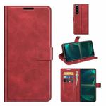 For Sony Xperia 5 III Retro Calf Pattern Buckle Horizontal Flip Leather Case with Holder & Card Slots & Wallet(Red)