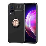 For vivo V21 Metal Ring Holder 360 Degree Rotating TPU Case(Black+Rose Gold)