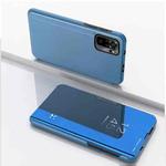 For Xiaomi Redmi Note 10 5G Plated Mirror Horizontal Flip Leather Case with Holder(Blue)