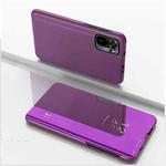 For Xiaomi Redmi Note 10 5G Plated Mirror Horizontal Flip Leather Case with Holder(Purple)