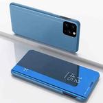 For Xiaomi Mi 11 Plated Mirror Horizontal Flip Leather Case with Holder(Blue)