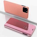 For Xiaomi Mi 11 Lite Plated Mirror Horizontal Flip Leather Case with Holder(Rose Gold)