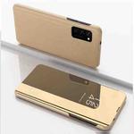 For OPPO A54 4G Plated Mirror Horizontal Flip Leather Case with Holder(Gold)