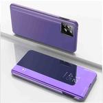 For OPPO A72 5G / A73 5G / A53 5G Global Version Plated Mirror Horizontal Flip Leather Case with Holder(Purple Blue)