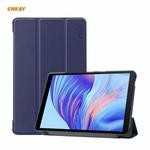 ENKAY PU Leather + Plastic Case with Three-folding Holder for Huawei MatePad T8 / Honor Tablet X7(Dark Blue)