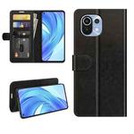 For Xiaomi Mi 11 Lite 4G / 5G R64 Texture Single Horizontal Flip Protective Case with Holder & Card Slots & Wallet& Photo Frame(Black)