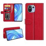 For Xiaomi Mi 11 Lite 4G / 5G R64 Texture Single Horizontal Flip Protective Case with Holder & Card Slots & Wallet& Photo Frame(Red)