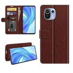 For Xiaomi Mi 11 Lite 4G / 5G R64 Texture Single Horizontal Flip Protective Case with Holder & Card Slots & Wallet& Photo Frame(Brown)