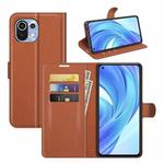 For Xiaomi Mi 11 Lite 4G /  5G Litchi Texture Horizontal Flip Protective Case with Holder & Card Slots & Wallet(Brown)