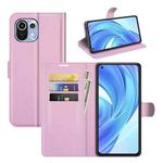 For Xiaomi Mi 11 Lite 4G /  5G Litchi Texture Horizontal Flip Protective Case with Holder & Card Slots & Wallet(Pink)