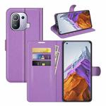 For Xiaomi Mi 11 Pro Litchi Texture Horizontal Flip Protective Case with Holder & Card Slots & Wallet(Purple)