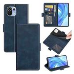 For Xiaomi Mi 11 Lite 4G / 5G Dual-side Magnetic Buckle Horizontal Flip Leather Case with Holder & Card Slots & Wallet(Dark Blue)