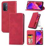 For OPPO A93 5G Retro Skin Feel Business Magnetic Horizontal Flip Leather Case With Holder & Card Slots & Wallet & Photo Frame(Red)