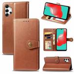 For Samsung Galaxy A32 4G Solid Color Leather Buckle Phone Case with Lanyard & Photo Frame & Card Slot & Wallet & Stand Function(Brown)