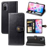 For Xiaomi Redmi Note 10 Pro Solid Color Leather Buckle Phone Case with Lanyard & Photo Frame & Card Slot & Wallet & Stand Function(Black)