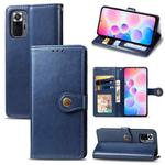 For Xiaomi Redmi Note 10 Pro Solid Color Leather Buckle Phone Case with Lanyard & Photo Frame & Card Slot & Wallet & Stand Function(Blue)