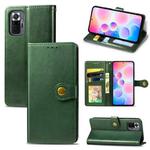 For Xiaomi Redmi Note 10 Pro Solid Color Leather Buckle Phone Case with Lanyard & Photo Frame & Card Slot & Wallet & Stand Function(Green)