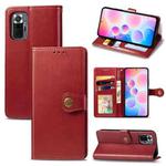 For Xiaomi Redmi Note 10 Pro Solid Color Leather Buckle Phone Case with Lanyard & Photo Frame & Card Slot & Wallet & Stand Function(Red)