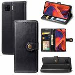 For OPPO F17 Solid Color Leather Buckle Phone Case with Lanyard & Photo Frame & Card Slot & Wallet & Stand Function(Black)
