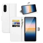 For Sony Xperia 10 III Litchi Texture Horizontal Flip Protective Case with Holder & Card Slots & Wallet(White)