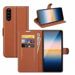 For Sony Xperia 10 III Litchi Texture Horizontal Flip Protective Case with Holder & Card Slots & Wallet(Brown)