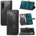 For Sony Xperia 5 III Mandala Flower Embossed Horizontal Flip Leather Case with Bracket / Card Slot / Wallet / Lanyard(Black)