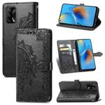 For OPPO F19 Mandala Flower Embossed Horizontal Flip Leather Case with Bracket / Card Slot / Wallet / Lanyard(Black)