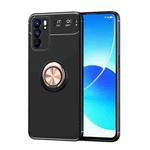 For OPPO Reno6 5G Metal Ring Holder 360 Degree Rotating TPU Case(Black+Rose Gold)