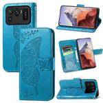 For Xiaomi Mi 11 Ultra Butterfly Love Flowers Embossed Horizontal Flip Leather Case with Holder & Card Slots & Wallet & Lanyard(Blue)