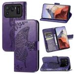 For Xiaomi Mi 11 Ultra Butterfly Love Flowers Embossed Horizontal Flip Leather Case with Holder & Card Slots & Wallet & Lanyard(Dark Purple)