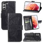 For Samsung Galaxy S21 FE Butterfly Love Flowers Embossed Horizontal Flip Leather Case with Holder & Card Slots & Wallet & Lanyard(Black)