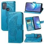 For Motorola Moto G50 Butterfly Love Flowers Embossed Horizontal Flip Leather Case with Holder & Card Slots & Wallet & Lanyard(Blue)