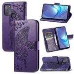 For Motorola Moto G50 Butterfly Love Flowers Embossed Horizontal Flip Leather Case with Holder & Card Slots & Wallet & Lanyard(Dark Purple)