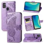 For ZTE Blade A7S 2020 Butterfly Love Flowers Embossed Horizontal Flip Leather Case with Holder & Card Slots & Wallet & Lanyard(Light Purple)