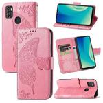 For ZTE Blade A7S 2020 Butterfly Love Flowers Embossed Horizontal Flip Leather Case with Holder & Card Slots & Wallet & Lanyard(Pink)