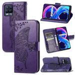 For OPPO Realme 8 / 8 Pro Butterfly Love Flowers Embossed Horizontal Flip Leather Case with Holder & Card Slots & Wallet & Lanyard(Dark Purple)