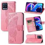 For OPPO Realme 8 / 8 Pro Butterfly Love Flowers Embossed Horizontal Flip Leather Case with Holder & Card Slots & Wallet & Lanyard(Pink)