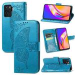 For OPPO A94 4G / F19 Pro / Reno5 Lite Butterfly Love Flowers Embossed Horizontal Flip Leather Case with Holder & Card Slots & Wallet & Lanyard(Blue)