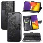 For Samsung Galaxy A82 5G Butterfly Love Flower Embossed Horizontal Flip Leather Case with Bracket / Card Slot / Wallet / Lanyard(Black)