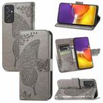 For Samsung Galaxy A82 5G Butterfly Love Flower Embossed Horizontal Flip Leather Case with Bracket / Card Slot / Wallet / Lanyard(Grey)