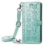 For Samsung Galaxy A32 4G Cute Cat and Dog Embossed Horizontal Flip Leather Case with Holder & Card Slots & Wallet & Crossbody Lanyard & Card Cover(Green)
